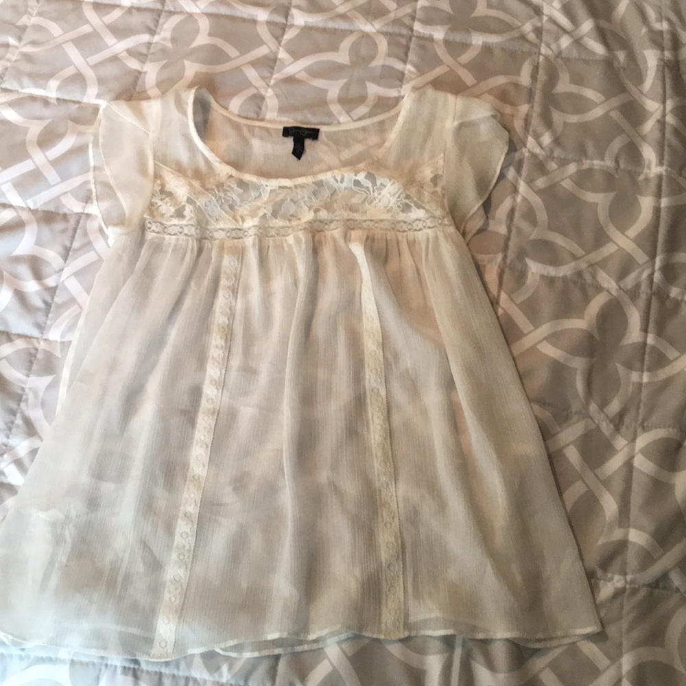 Cream sheer and lace top